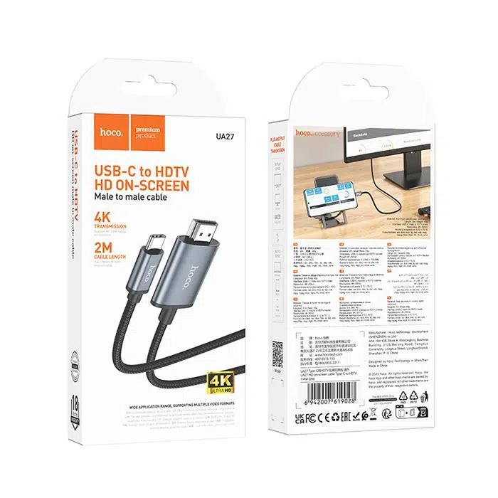 Hoco UA27 Type-c To HDMI HDTV Dönüştürücü Adaptör (4K 30Hz) Kablo Hoco UA27 Type-c To HDMI HDTV Dönüştürücü Adaptör (4K 30Hz) Kablo