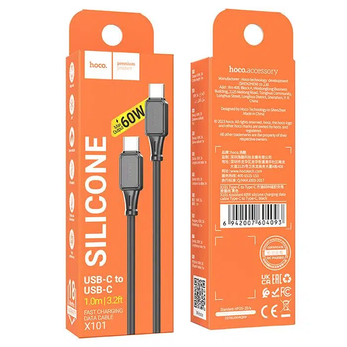 HOCO X101 60W Type-C to Type-C Hızlı Şarj ve Data Kablosu 1Metre HOCO X101 60W Type-C to Type-C Hızlı Şarj ve Data Kablosu 1Metre