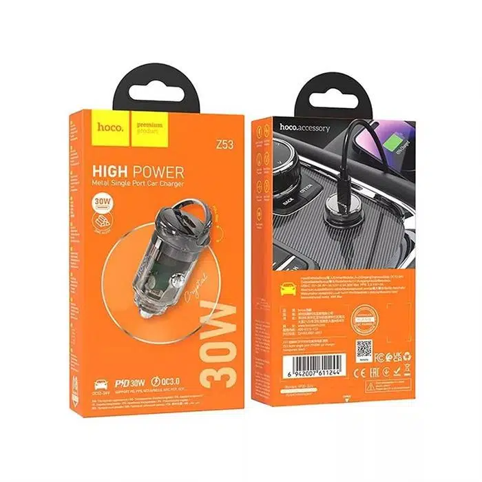 HOCO Z53 Sight Single PD30W Type-C Girişli Araç Çakmaklık Hızlı Şarj Aleti HOCO Z53 Sight Single PD30W Type-C Girişli Araç Çakmaklık Hızlı Şarj Aleti