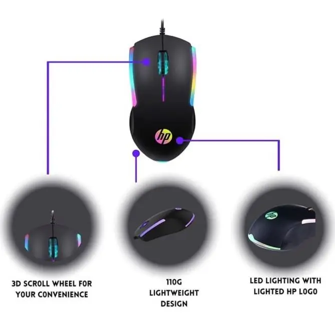 HP M-160 RGB Aydınlatmalı Kablolu USB Mouse HP M-160 RGB Aydınlatmalı Kablolu USB Mouse