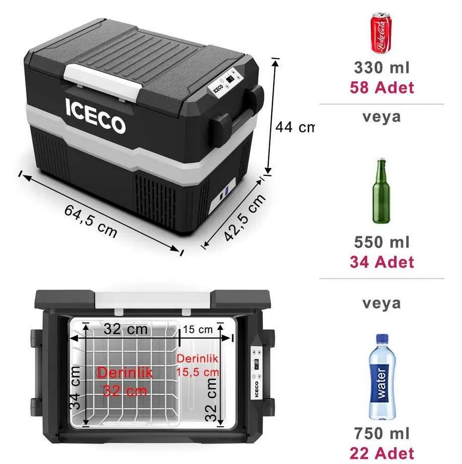 ICECO YCD45S 12/24Volt 43 Litre Outdoor Kompresörlü Oto Buzdolabı ICECO YCD45S 12/24Volt 43 Litre Outdoor Kompresörlü Oto Buzdolabı