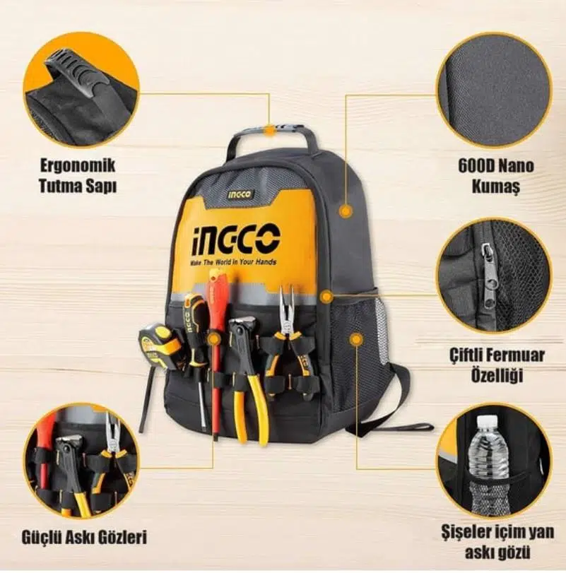 Ingco Endüstriyel Alet Sırt Takım Çantası 45Cm Ingco Endüstriyel Alet Sırt Takım Çantası 45Cm