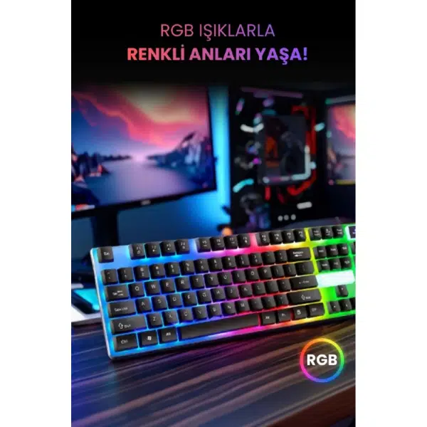 Kablolu Işıklı Gaming Standart Türkçe Q Klavye Ve Mouse Seti Kablolu Işıklı Gaming Standart Türkçe Q Klavye Ve Mouse Seti