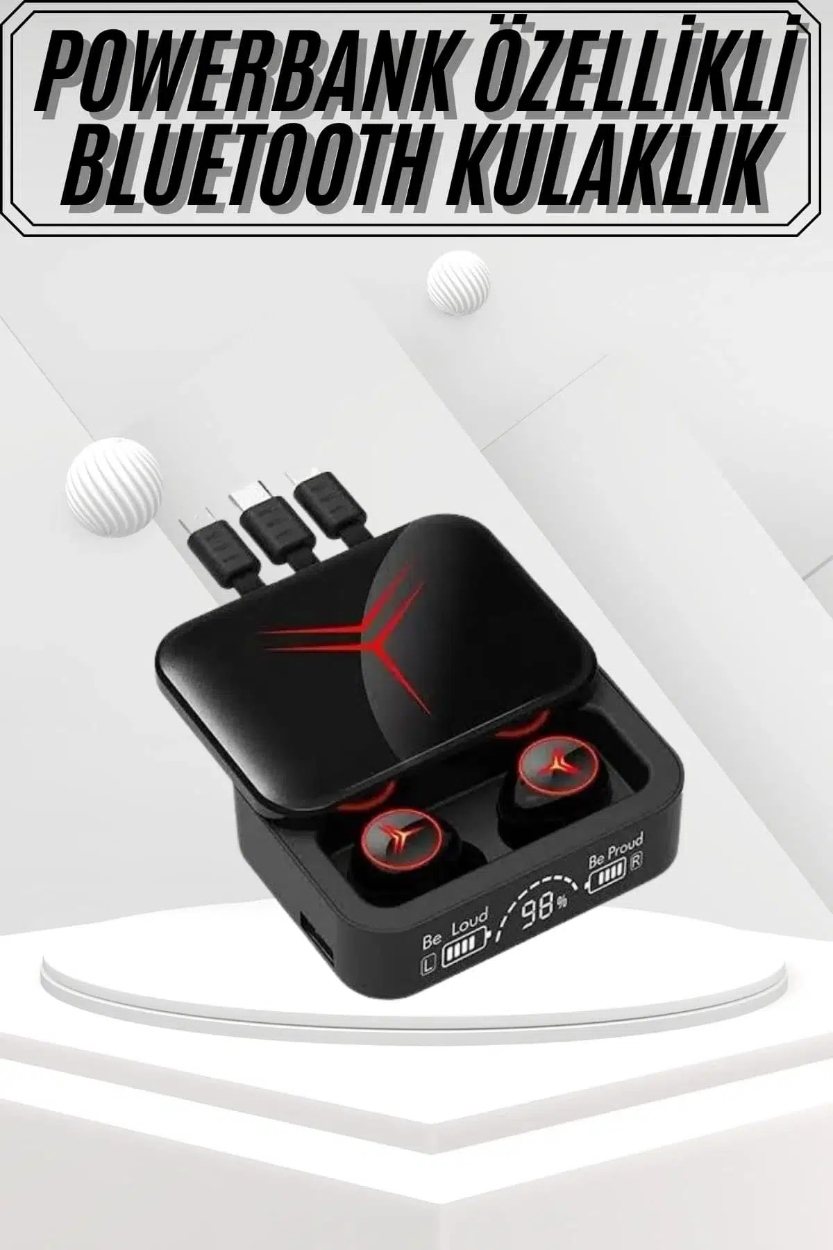 Kablosuz Bluetooth Kulaklık Powerbank Özellikli Göstergeli Hd Mikrofon Kablosuz Bluetooth Kulaklık Powerbank Özellikli Göstergeli Hd Mikrofon