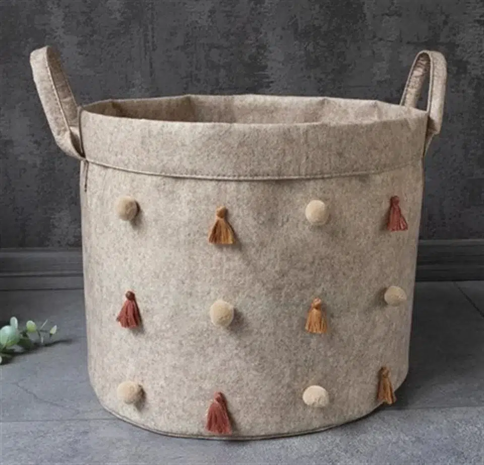 Katlanabilir Çok Amaçlı Ponponlu Yuvarlak Düzenleyici Saklama Kutusu Organizer Keçe (mini Boy) - 03785 Katlanabilir Çok Amaçlı Ponponlu Yuvarlak Düzenleyici Saklama Kutusu Organizer Keçe (mini Boy) - 03785