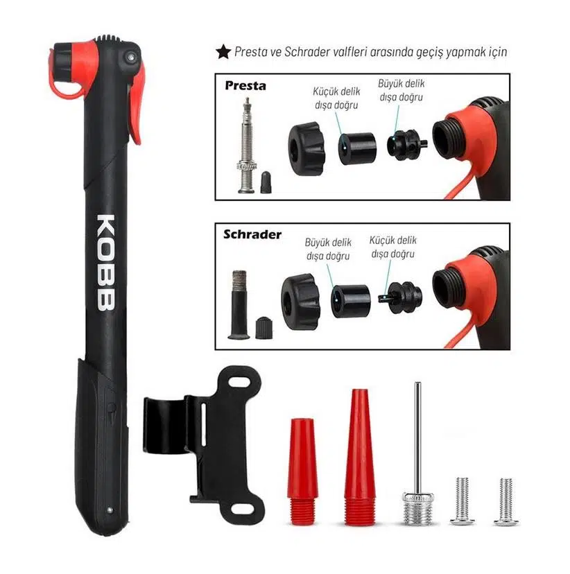 KOBB KB21 87 PSI Bisiklet Lastik Şişirme Taşınabilir Mini El Pompası + Bisiklet Montaj Aparatı KOBB KB21 87 PSI Bisiklet Lastik Şişirme Taşınabilir Mini El Pompası + Bisiklet Montaj Aparatı