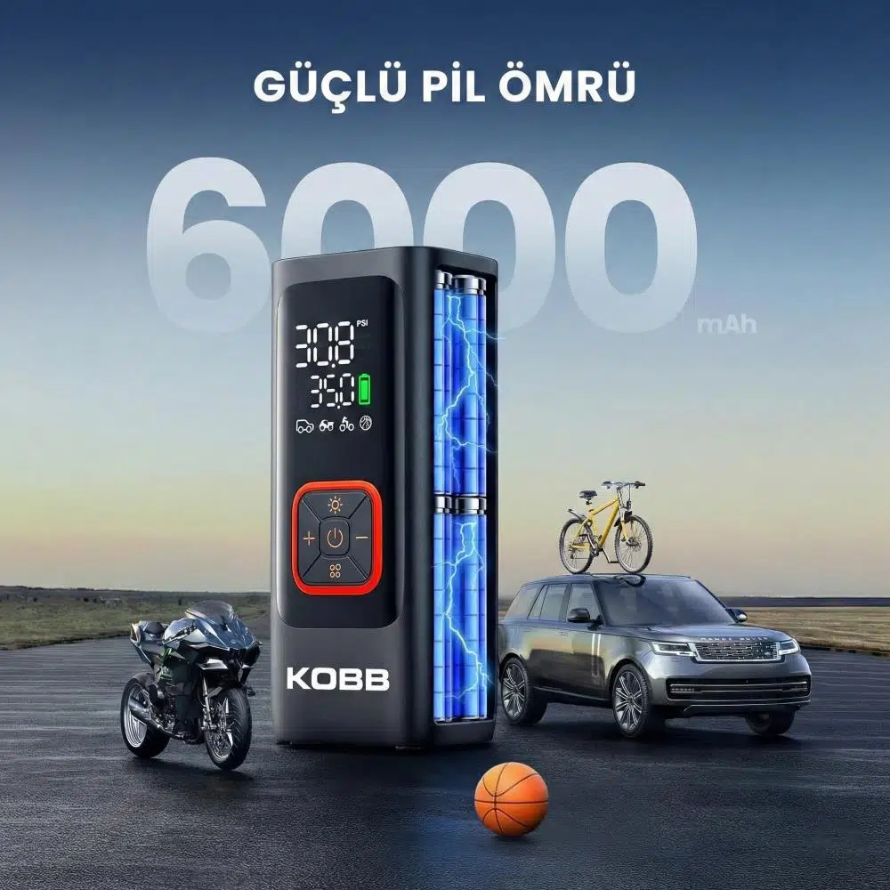 KOBB KB426 12V / Şarjlı Li-ion 150 PSI Dijital Göstergeli Akıllı Lastik Şişirme Pompası+ Powerbank + SOS + Led Lamba KOBB KB426 12V / Şarjlı Li-ion 150 PSI Dijital Göstergeli Akıllı Lastik Şişirme Pompası+ Powerbank + SOS + Led Lamba