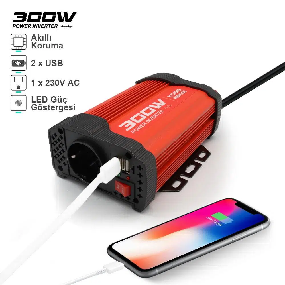 KOBB KBN300 12V/220V 300Watt Modifiye Sinüs Dönüştürücü İnvertör KOBB KBN300 12V/220V 300Watt Modifiye Sinüs Dönüştürücü İnvertör