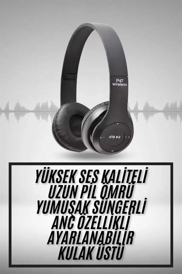 Kulak Üstü Bluetooth Kulaklık Yüksek Ses Kaliteli Ayarlanabilir Kulak Üstü Bluetooth Kulaklık Yüksek Ses Kaliteli Ayarlanabilir