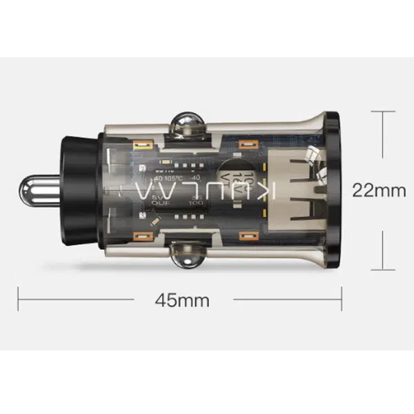 KUULAA 3.4A 17W Hızlı Şarj Şeffaf Mini Dual USB Araç Şarj Başlık KUULAA 3.4A 17W Hızlı Şarj Şeffaf Mini Dual USB Araç Şarj Başlık