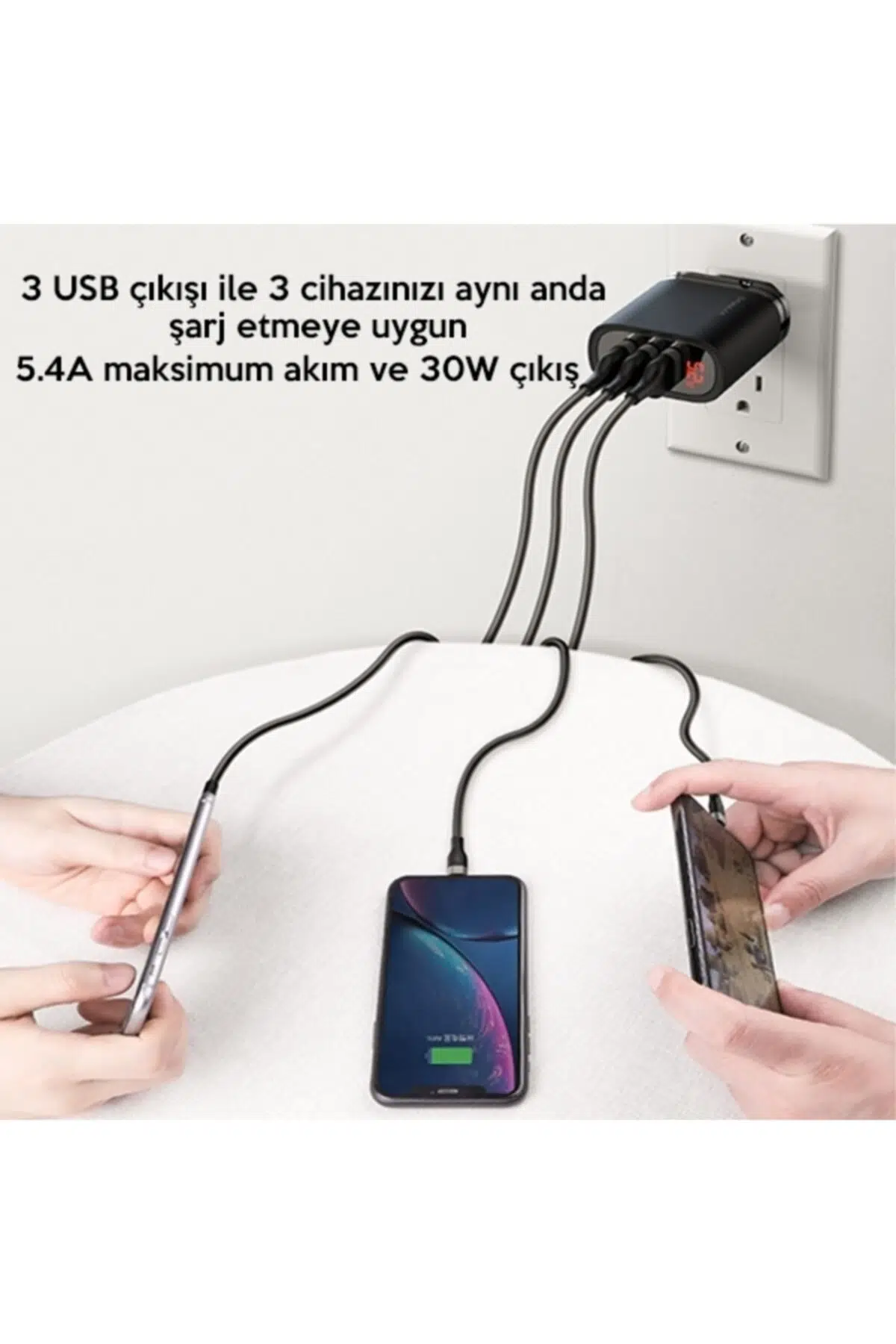 Kuulaa 3 Usb Qc3.0+pd 30w Hızlı Şarj Dijital Ekran Şarj Başlık Siyah Kuulaa 3 Usb Qc3.0+pd 30w Hızlı Şarj Dijital Ekran Şarj Başlık Siyah