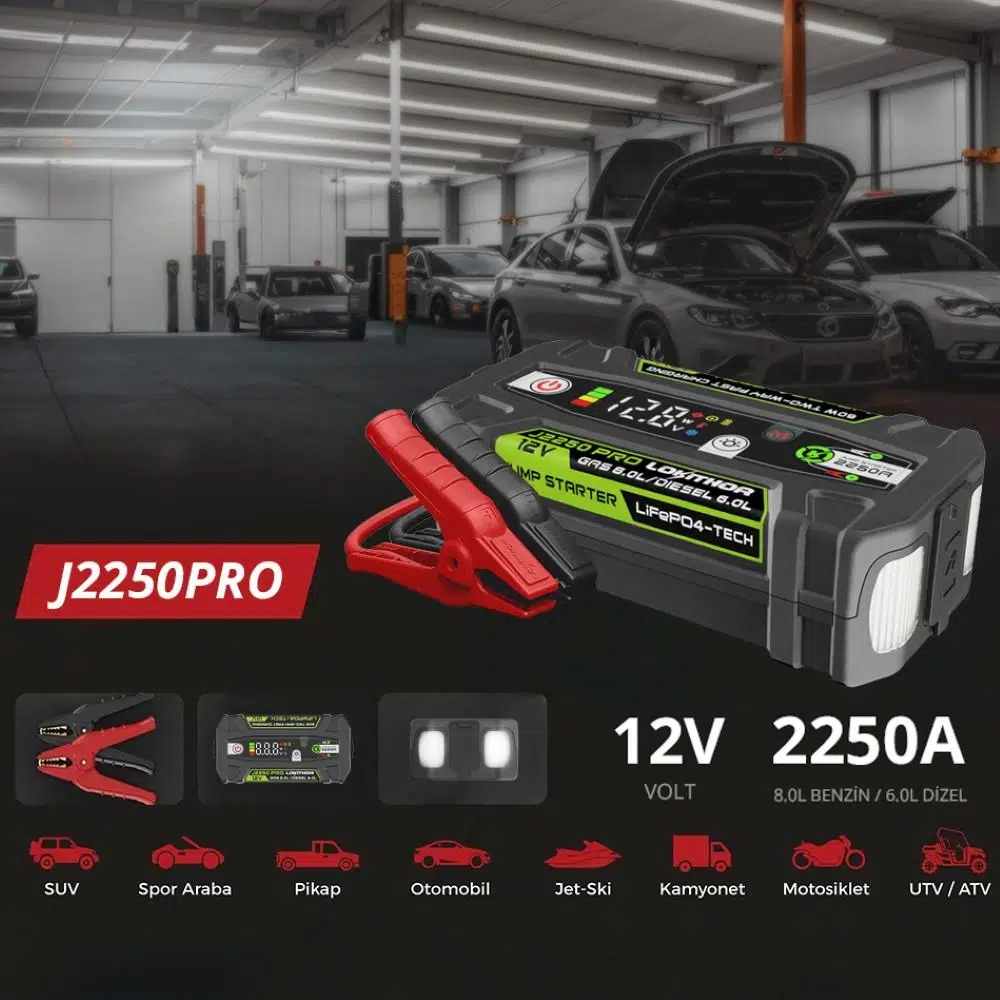 Lokithor J2250PRO 12V 2250Amp LiFePO4 Akıllı Akü Takviye + Powerbank + Led Lamba Lokithor J2250PRO 12V 2250Amp LiFePO4 Akıllı Akü Takviye + Powerbank + Led Lamba