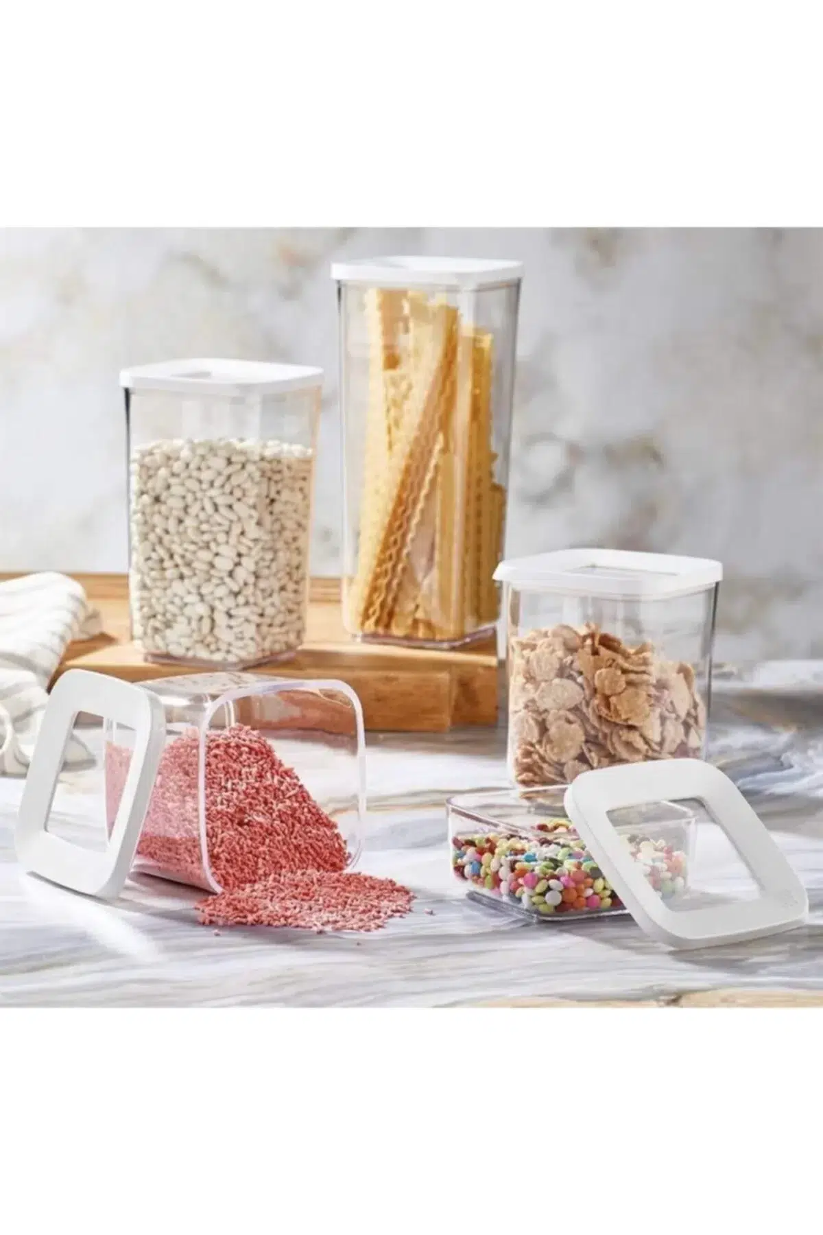 Lossa Kare Vakumlu Saklama Kabı 5`li Set Lossa Kare Vakumlu Saklama Kabı 5`li Set