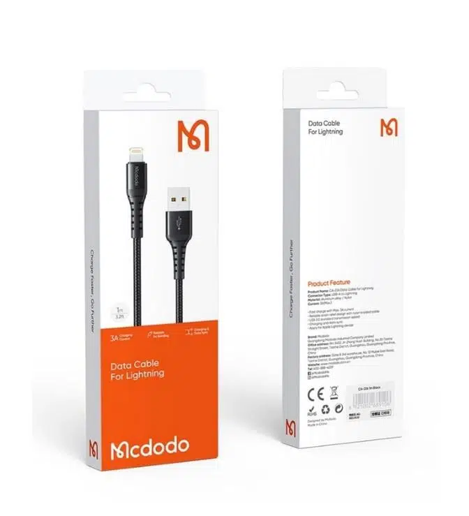 Mcdodo CA-2261 iPhone şarj ve data kablosu 1Metre Siyah Mcdodo CA-2261 iPhone şarj ve data kablosu 1Metre Siyah