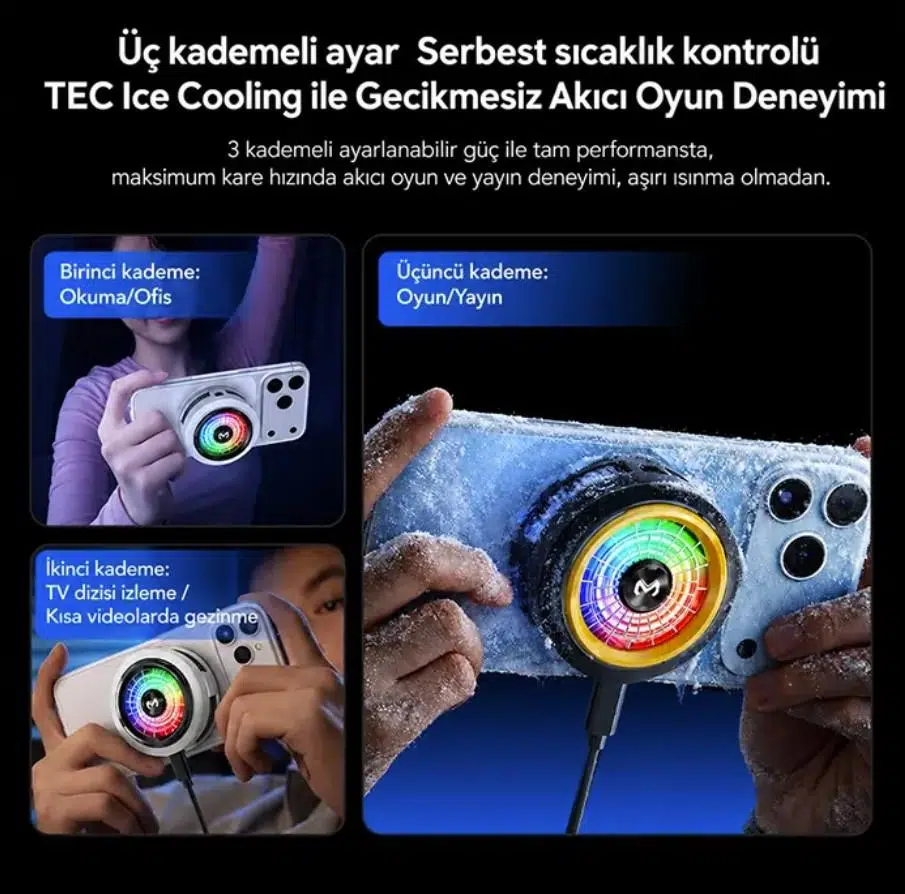 Zhltools CX20 Manyetik Telefon Soğutucu | 20W TEC Yarı İletken Soğutma | RGB Işıklı | MagSafe Uyumlu Zhltools CX20 Manyetik Telefon Soğutucu | 20W TEC Yarı İletken Soğutma | RGB Işıklı | MagSafe Uyumlu