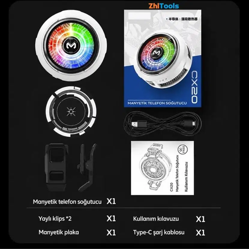 Zhltools CX20 Manyetik Telefon Soğutucu | 20W TEC Yarı İletken Soğutma | RGB Işıklı | MagSafe Uyumlu Zhltools CX20 Manyetik Telefon Soğutucu | 20W TEC Yarı İletken Soğutma | RGB Işıklı | MagSafe Uyumlu