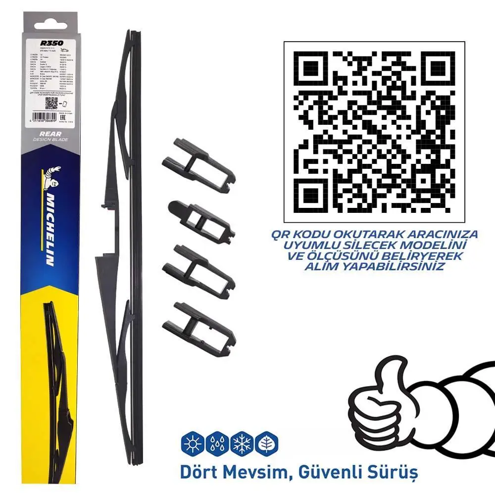 Michelin Rainforce™ MCR350 35CM 1 Adet Universal Telli Hibrit Arka Silecek Michelin Rainforce™ MCR350 35CM 1 Adet Universal Telli Hibrit Arka Silecek