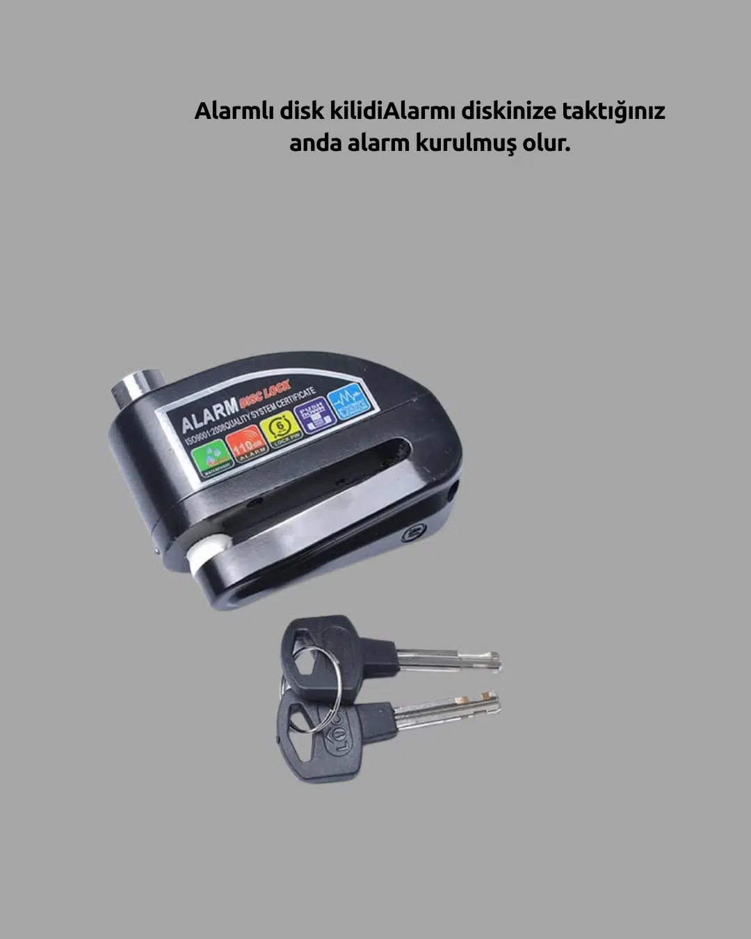 Motosiklet Ve Bisiklet İçin 6mm Pinli Alarmlı Disk Kilidi Motosiklet Ve Bisiklet İçin 6mm Pinli Alarmlı Disk Kilidi