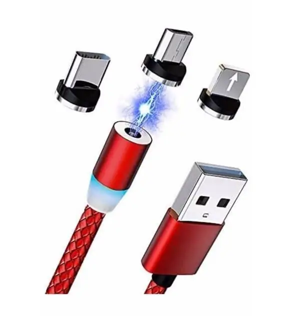 SepeteGelsin Mıknatıs Uçlu Şarj Kablosu 100Cm Type-C, Mikro Usb ve Lightnin 3 Farklı Uç Bir Arada Kırmızı SepeteGelsin Mıknatıs Uçlu Şarj Kablosu 100Cm Type-C, Mikro Usb ve Lightnin 3 Farklı Uç Bir Arada Kırmızı