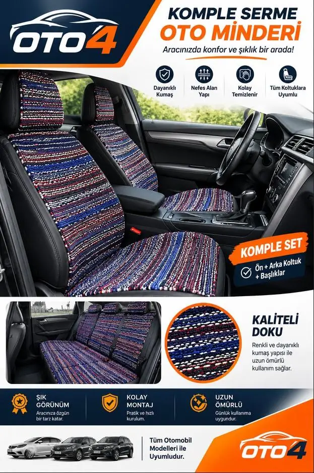 Oto4 Komple Serme Oto Minderi El Dokuma Dekoratif
