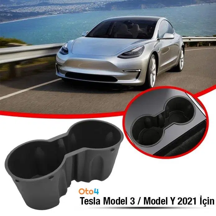 Oto4 Tesla Model 3 ve Model Y 2021-2022 İçin Araba Bardak Tutucu Oto4 Tesla Model 3 ve Model Y 2021-2022 İçin Araba Bardak Tutucu