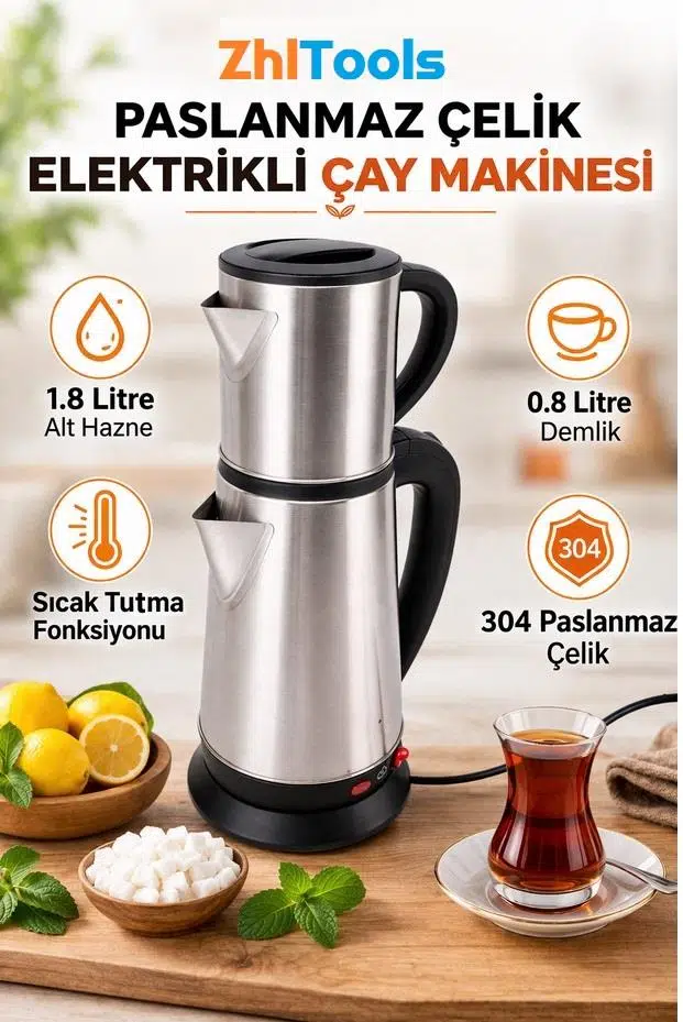 Zhltools Paslanmaz Çelik Elektrikli Çay Makinesi