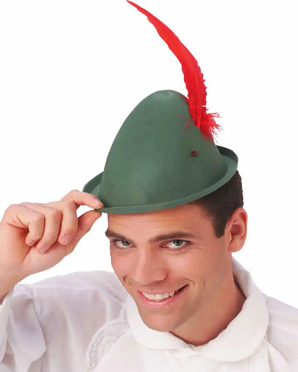 Peter Pan Şapkası Yeşil Renk Kırmızı Tüylü Peter Pan Şapkası Yeşil Renk Kırmızı Tüylü