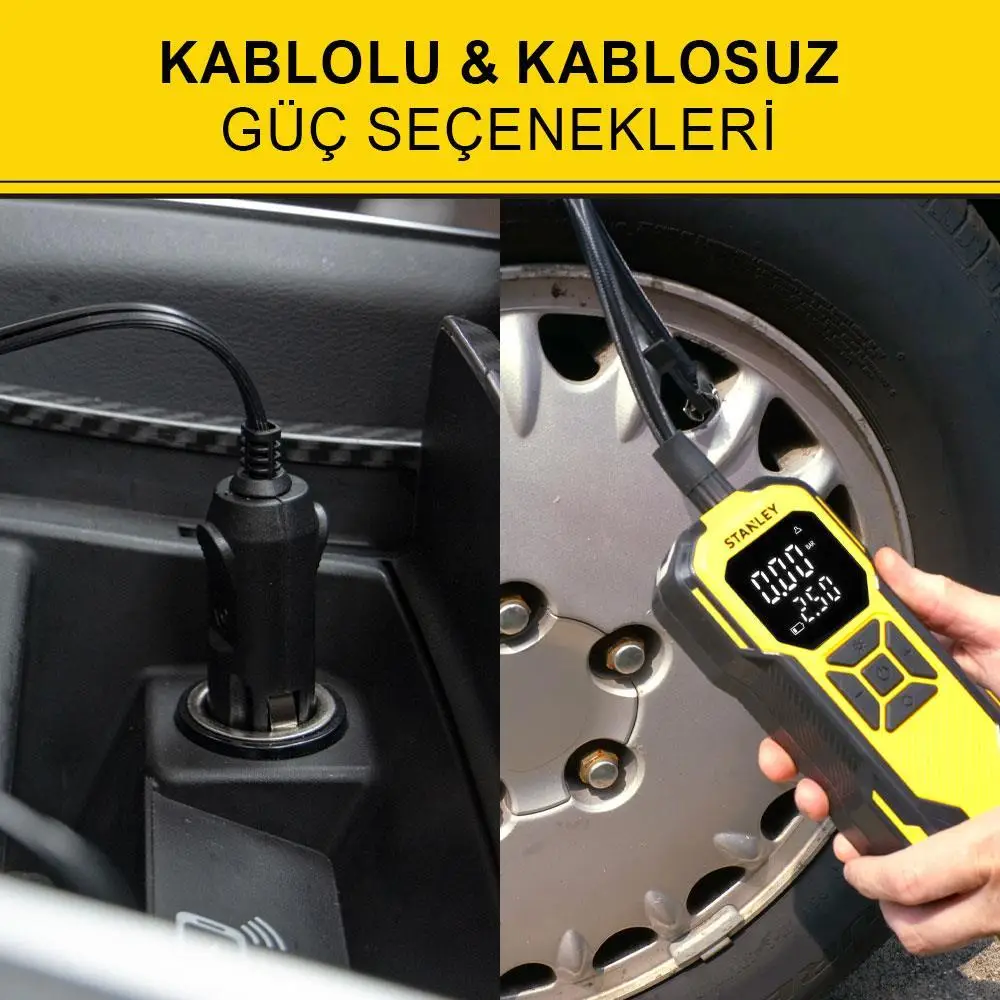 STANLEY SXIF0101 12V / Şarjlı Li-ion 150 PSI Dijital Göstergeli Akıllı Lastik Şişirme Pompası+Powerbank+SOS+Led Lamba STANLEY SXIF0101 12V / Şarjlı Li-ion 150 PSI Dijital Göstergeli Akıllı Lastik Şişirme Pompası+Powerbank+SOS+Led Lamba