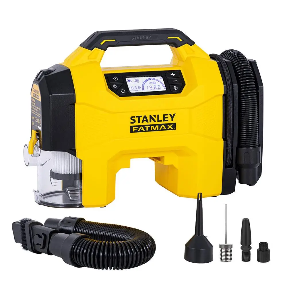 STANLEY SXVI02001 12V/18V 160 PSI Dijital Göstergeli Lastik&Yatak Şişirme+Araç Süpürgesi (Akü Dahil Değildir) SXVI02001 STANLEY SXVI02001 12V/18V 160 PSI Dijital Göstergeli Lastik&Yatak Şişirme+Araç Süpürgesi (Akü Dahil Değildir) SXVI02001