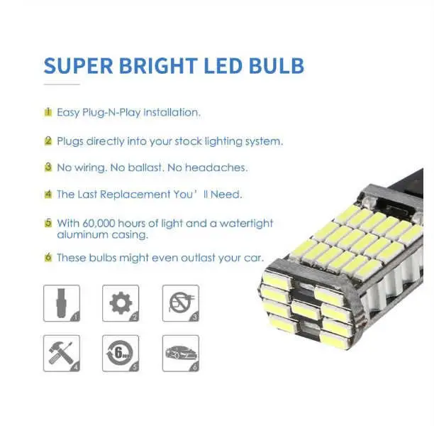 Zhltools T15 W16W Canbus 45 Smd led Beyaz Renk Geri Vites Park Ampülü 2 Adet Zhltools T15 W16W Canbus 45 Smd led Beyaz Renk Geri Vites Park Ampülü 2 Adet