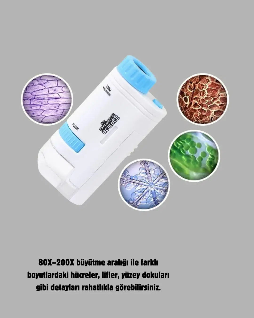 Taşınabilir Mini Mikroskop Led Işıklı 80x–200x Büyütmeli Ve Odak Ayarlı Taşınabilir Mini Mikroskop Led Işıklı 80x–200x Büyütmeli Ve Odak Ayarlı