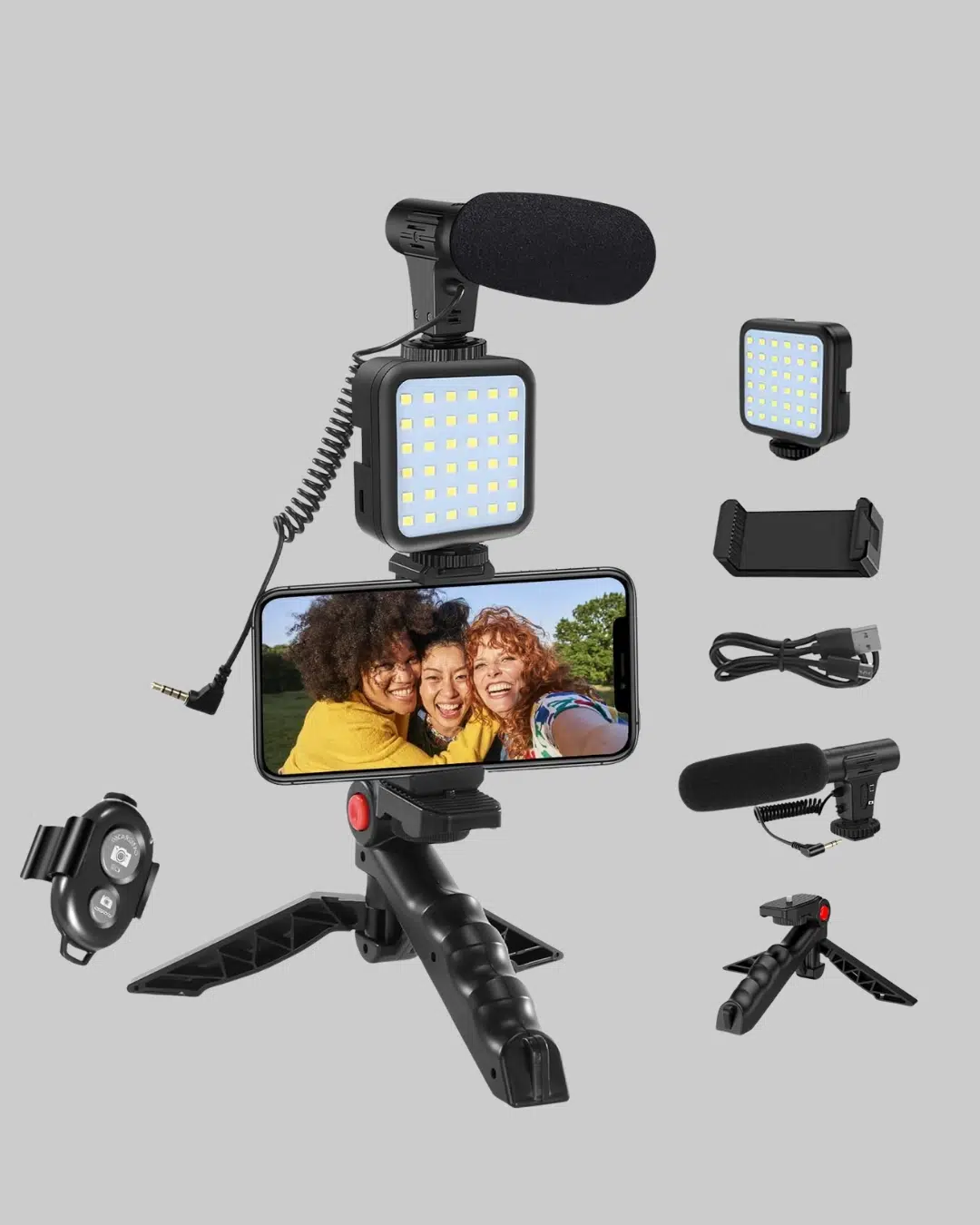 Telefon Video Çekim Kiti Led Aydınlatma Mikrofon Tripodlu Tam Set Telefon Video Çekim Kiti Led Aydınlatma Mikrofon Tripodlu Tam Set