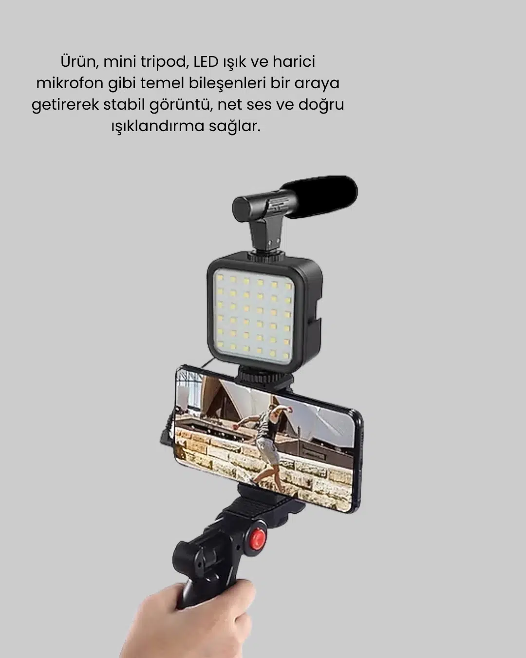 Telefon Video Çekim Kiti Led Aydınlatma Mikrofon Tripodlu Tam Set Telefon Video Çekim Kiti Led Aydınlatma Mikrofon Tripodlu Tam Set