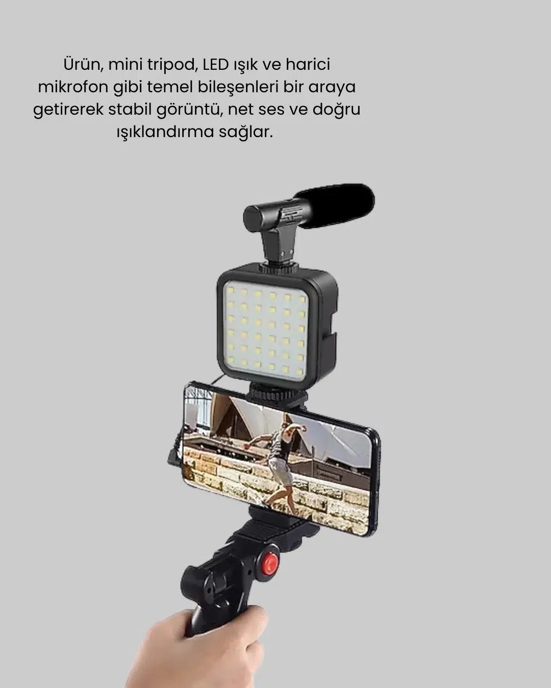 Telefon Video Çekim Kiti Led Aydınlatma Mikrofon Tripodlu Tam Set Telefon Video Çekim Kiti Led Aydınlatma Mikrofon Tripodlu Tam Set