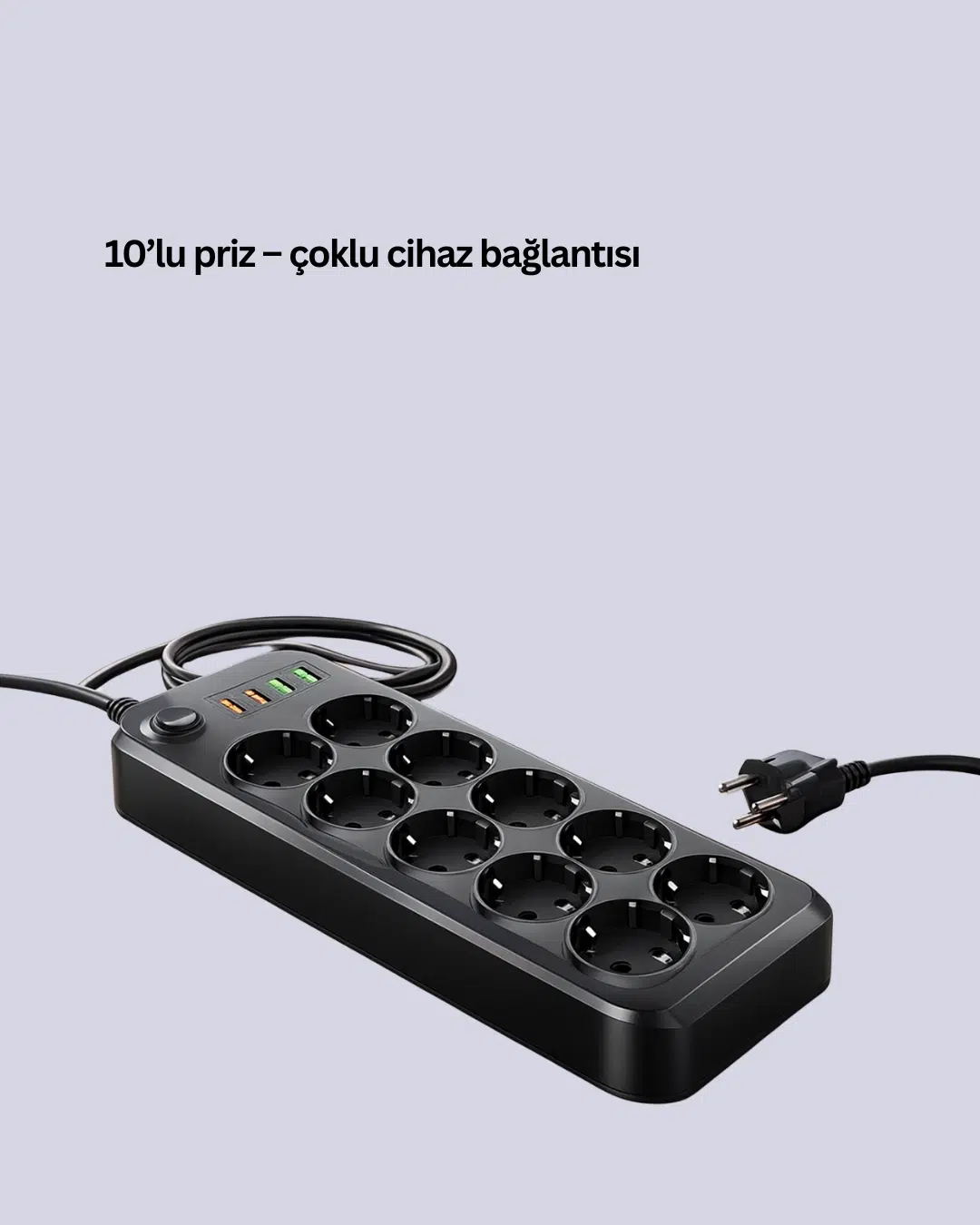 Termal Akım Korumalı 10’lu Grup Priz Usb Type-c Hızlı Şarj 2500w 2m Kablo Termal Akım Korumalı 10’lu Grup Priz Usb Type-c Hızlı Şarj 2500w 2m Kablo
