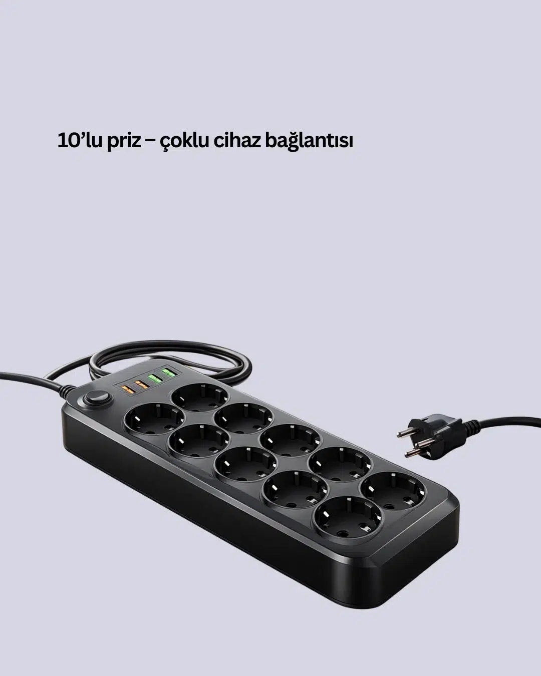 Termal Akım Korumalı 10’lu Grup Priz Usb Type-c Hızlı Şarj 2500w 2m Kablo Termal Akım Korumalı 10’lu Grup Priz Usb Type-c Hızlı Şarj 2500w 2m Kablo