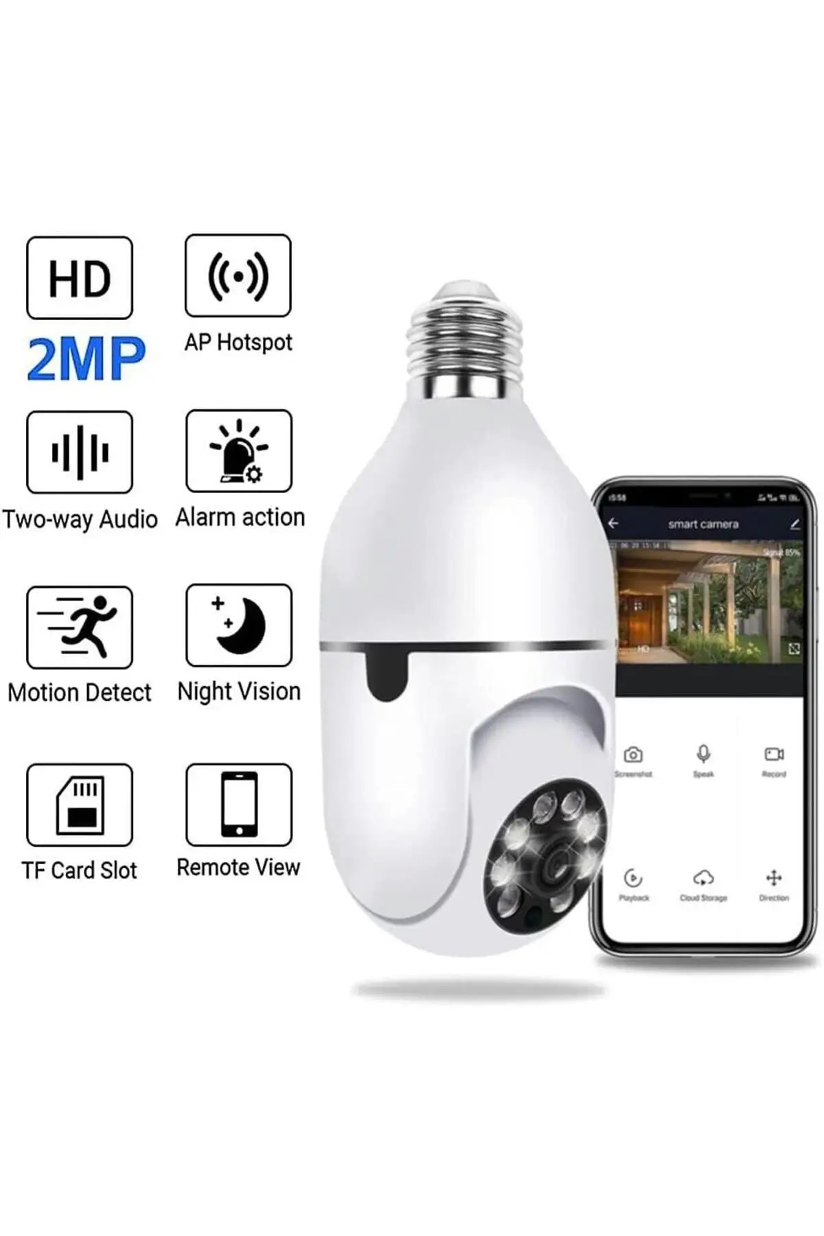 Wifi 360 Panoramik Ampul Kamera Güvenlik Kamerası Çift Wifi 360 Derece Gece Görüşlü Wifi 360 Panoramik Ampul Kamera Güvenlik Kamerası Çift Wifi 360 Derece Gece Görüşlü