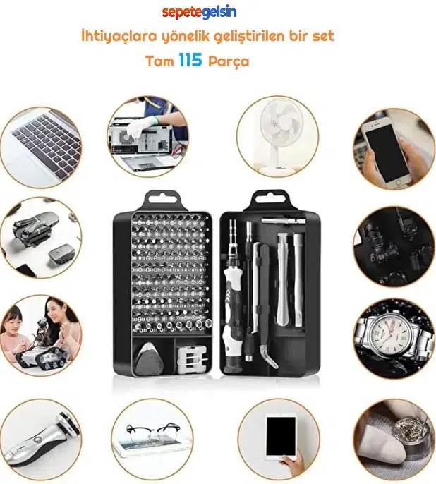 Sepetegelsin Manyetik Hassas Tornavida Seti 115 Parça Krom Vanadyum Çelik Telefon Laptop Tamir Seti Sepetegelsin Manyetik Hassas Tornavida Seti 115 Parça Krom Vanadyum Çelik Telefon Laptop Tamir Seti