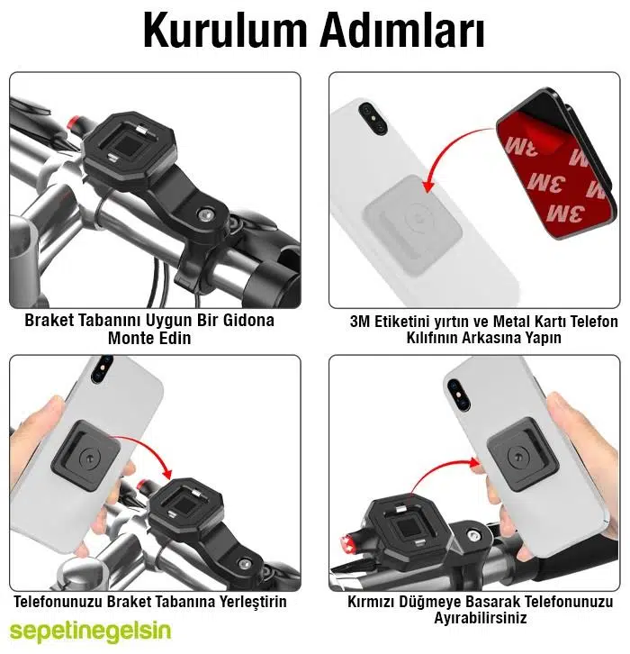 Sepetinegelsin 146A 360 Derece Dönen Bisiklet Gidonu Telefon Tutucu Stand Sepetinegelsin 146A 360 Derece Dönen Bisiklet Gidonu Telefon Tutucu Stand