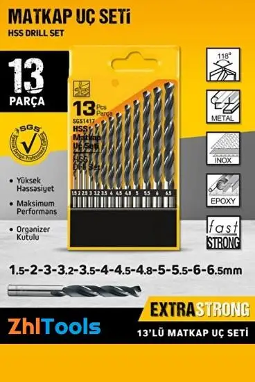 Zhltools 16 Parça HSS Matkap Ucu Seti Beton Ahşap Metal Delme