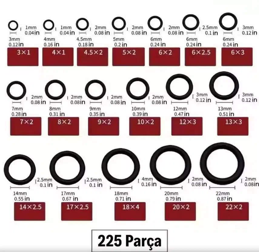 Zhltools 225 Parça Kauçuk Conta Seti Kendiliğinden Saklama Kutulu O Halkası Seti Zhltools 225 Parça Kauçuk Conta Seti Kendiliğinden Saklama Kutulu O Halkası Seti