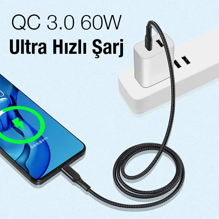 Zhltools 60W 3A Type C To Type-C Data ve Şarj Kablosu, Akım ve Isı Korumalı Halat Kopmaz Kablo 1M Zhltools 60W 3A Type C To Type-C Data ve Şarj Kablosu, Akım ve Isı Korumalı Halat Kopmaz Kablo 1M