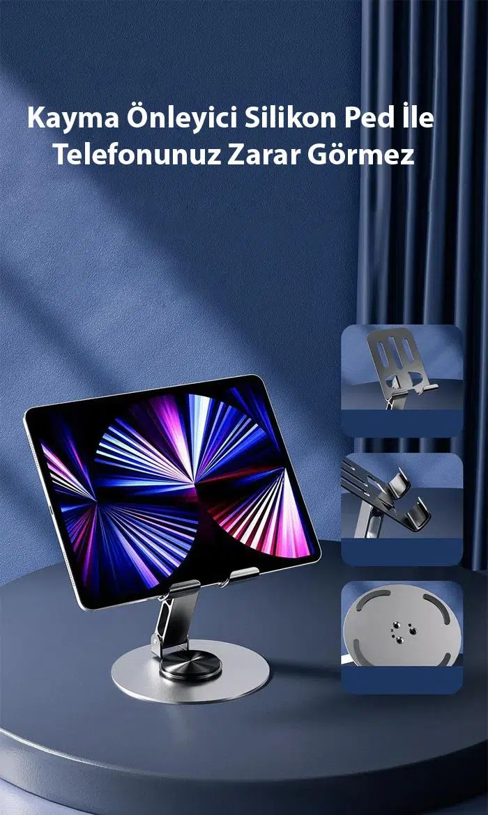 Zhltools 720 Derece Ayarlanabilir Alüminyum Telefon-Tablet Standı Gri Zhltools 720 Derece Ayarlanabilir Alüminyum Telefon-Tablet Standı Gri