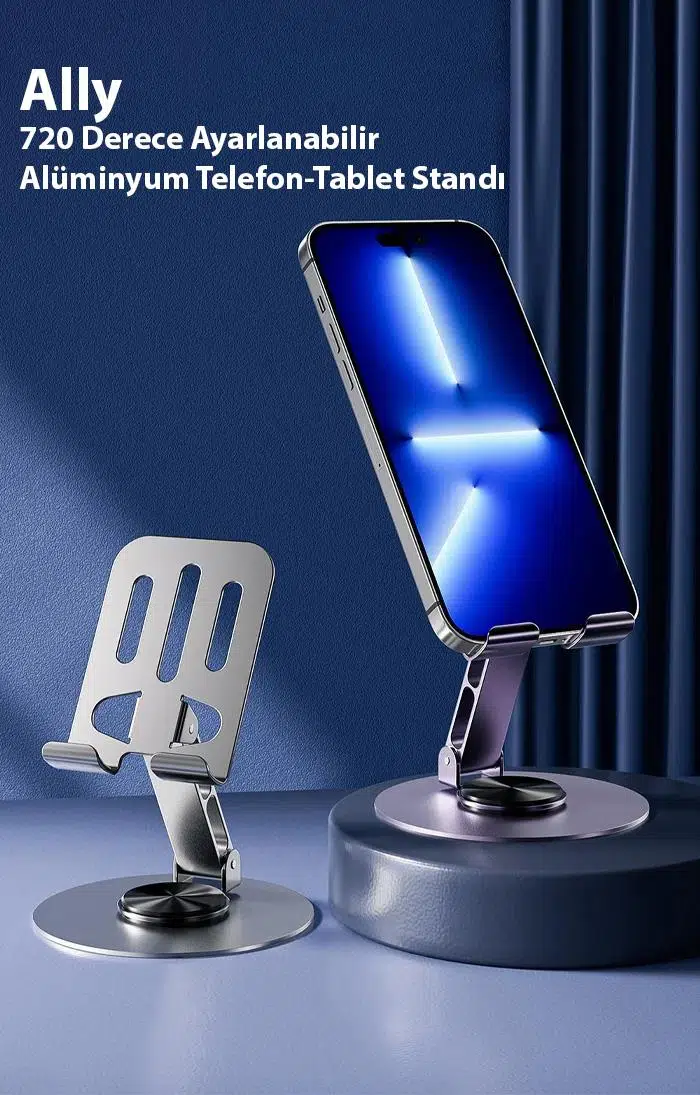 Zhltools 720 Derece Ayarlanabilir Alüminyum Telefon-Tablet Standı Gri Zhltools 720 Derece Ayarlanabilir Alüminyum Telefon-Tablet Standı Gri