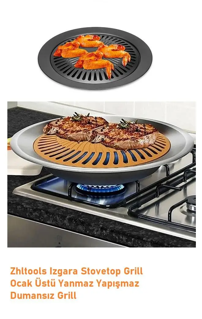 Zhltools Izgara Stovetop Grill Ocak Üstü Yanmaz Yapışmaz Dumansız Grill Zhltools Izgara Stovetop Grill Ocak Üstü Yanmaz Yapışmaz Dumansız Grill