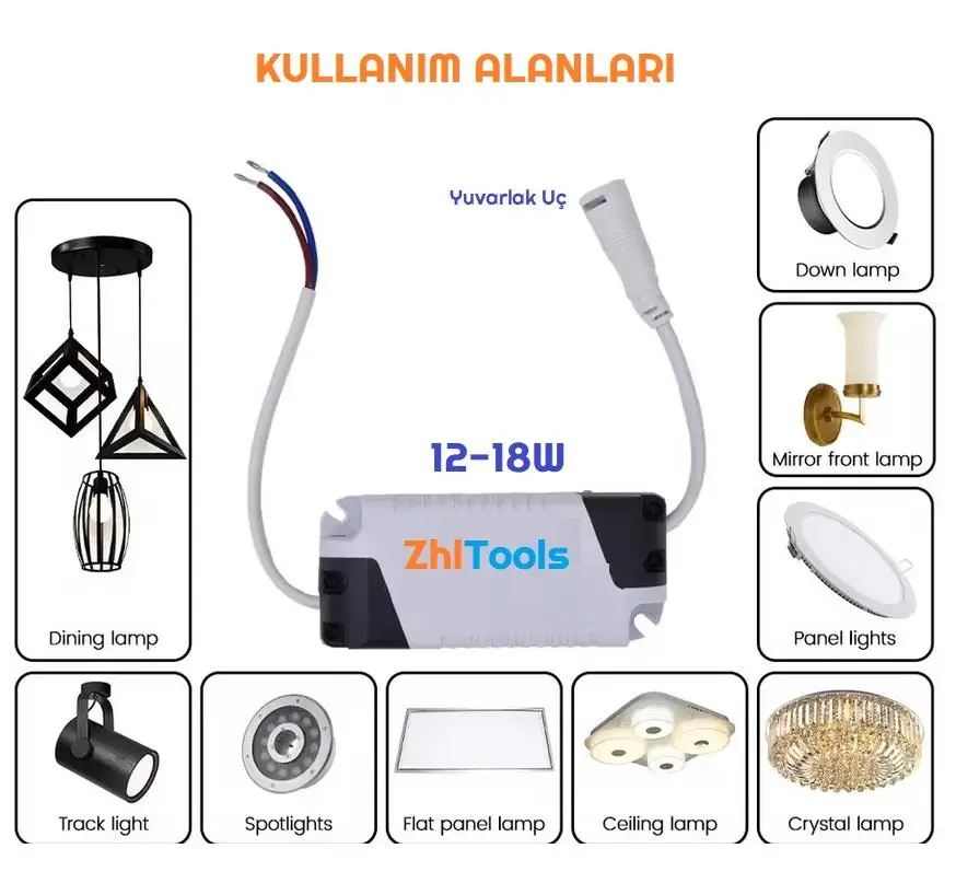 Zhltools Led Driver 12-18W Yuvarlak Girişli Zhltools Led Driver 12-18W Yuvarlak Girişli