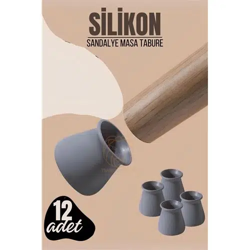 Zhltools Masa ve Sandalye Ayak Koruyucu Silikon Zemin Koruyucu GRİ 12 ADET