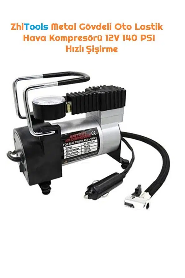 Zhltools Metal Gövdeli Oto Lastik Hava Kompresörü 12V 140 PSI Hızlı Şişirme