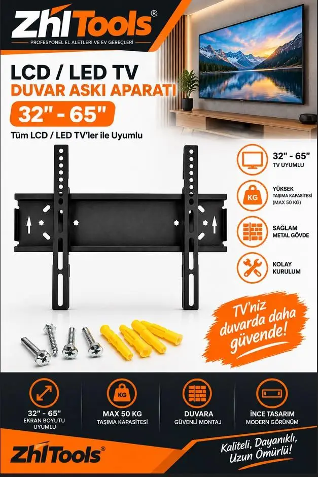 Zhltools 32"-65" Lcd/Led Tv Kilitli Duvar Askı Aparatı