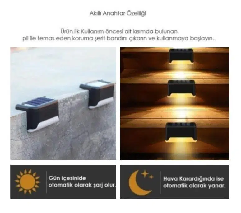 Zhltools Solar Güneş Enerjili Merdiven Lambası 4 Adet Zhltools Solar Güneş Enerjili Merdiven Lambası 4 Adet